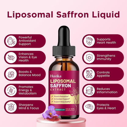 Liposomal Saffron Supplements - 88.5mg Saffron Extract with L-Theanine, Chamomile, Vitamin C, B6, B12 & D3 - Strawberry – Image 5