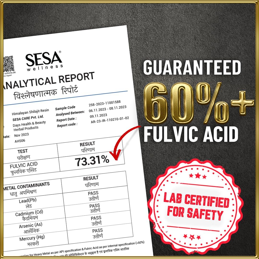 Sesa Himalayan Shilajit Resin – 100% Ayurvedic Fulvic Acid and Trace Mineral Supplement - görsel 7