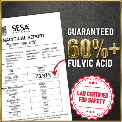 Sesa Himalayan Shilajit Resin – 100% Ayurvedic Fulvic Acid and Trace Mineral Supplement