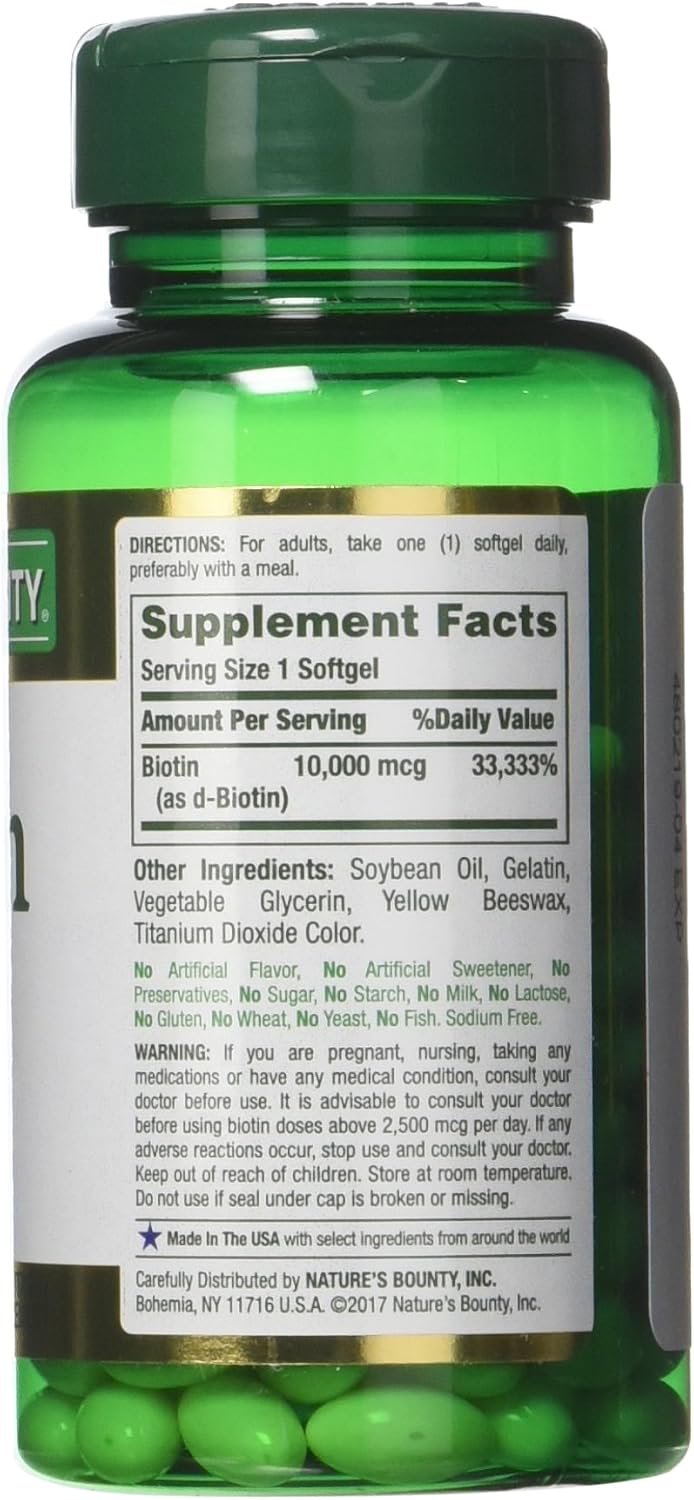 Nature's Bounty Biotin 10,000 mcg, Rapid Release Softgels, 120 Capsules (Pack of 3) - görsel 2