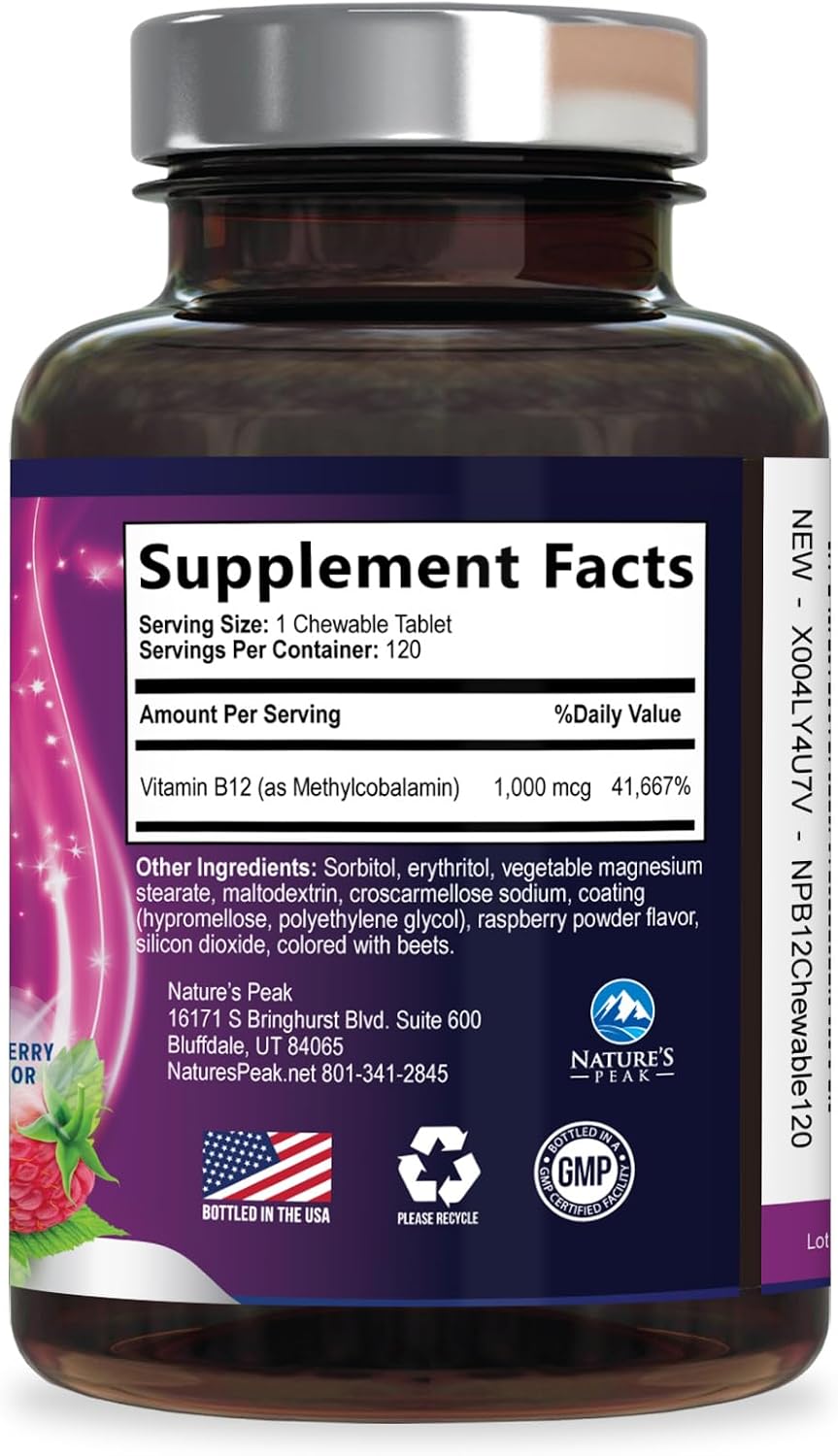 Vitamin B12 Complex (Methylcobalamin) 1000 – Supports heart health: B12 works with folate to help regulate – Image 9