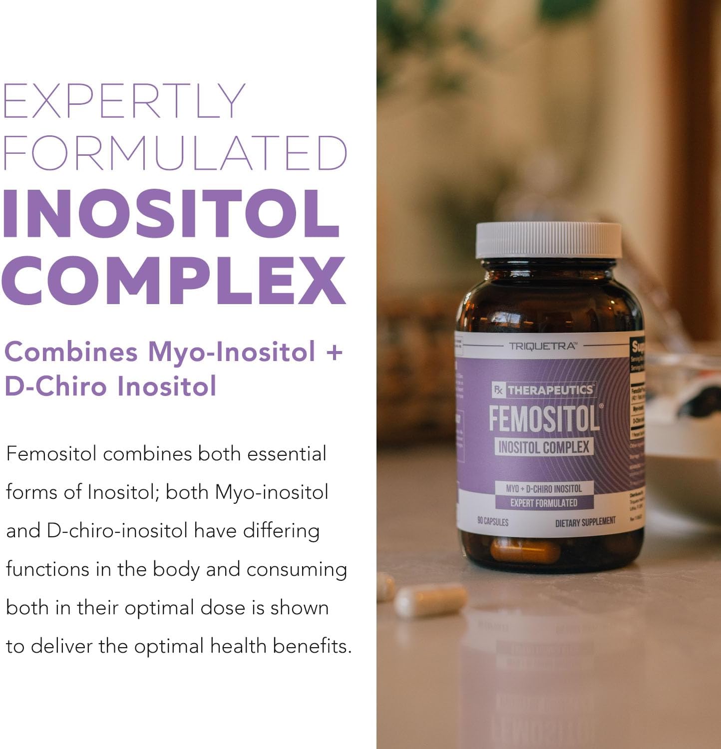 Femositol® Myo-Inositol & D-Chiro Inositol Complex – Clinically Validated 40:1 Ratio (Vitamin B8) | Hormonal Balance & Healthy Ovarian Function Support (90 Capsules – 30 Servings) - görsel 3