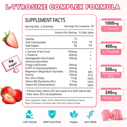 L-Tyrosine Gummies, 10-in-1 Supplement for – Choline: Important for memory and brain development. – Image 6