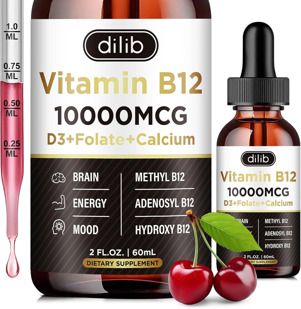 Vitamin B12 Complex 10000 mcg | Vegan Triple Liquid B-12 Drops | Methylcobalamin & Adenosylcobalamin & Hydroxo Blend for – Image 9