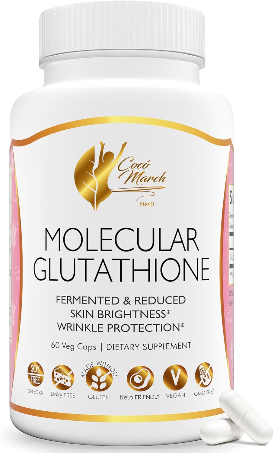 Cocó March N.M.D Molecular Glutathione Supplement – 500 mg Potent Antioxidant for Immune Support, Health & Beauty, Low – Image 1