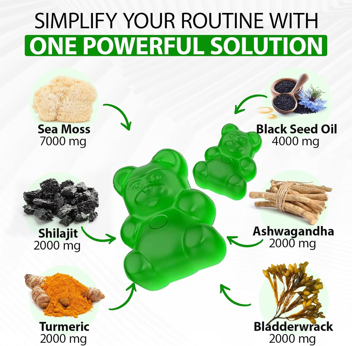 Sea Moss Gummies, Sea Moss, Bladderwrack, – Burdock Root : A prebiotic fibre that aids digestion and skin health. – Image 4