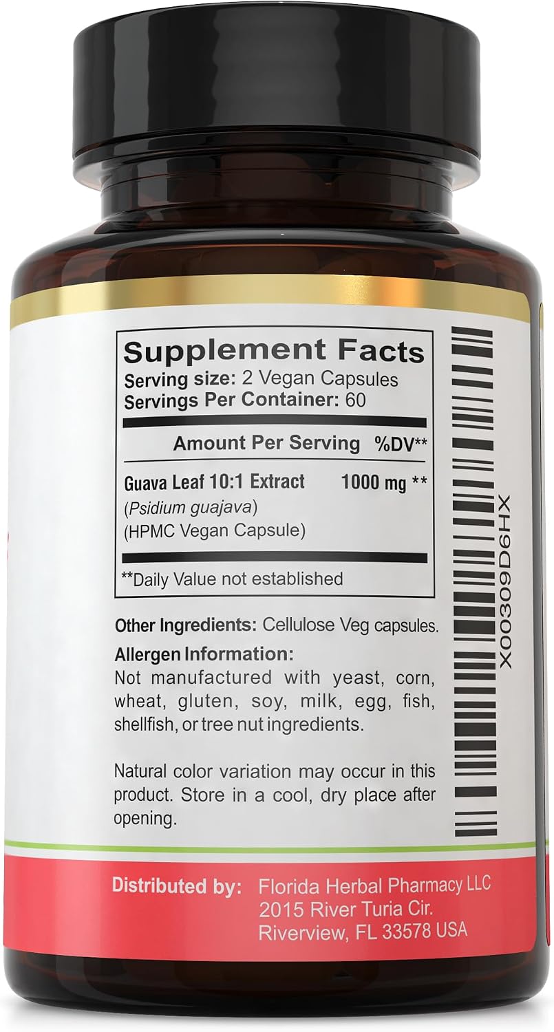 Guava Leaf Extract Supplement Capsules 10:1 (120 Capsules), Two Months Supply - görsel 3