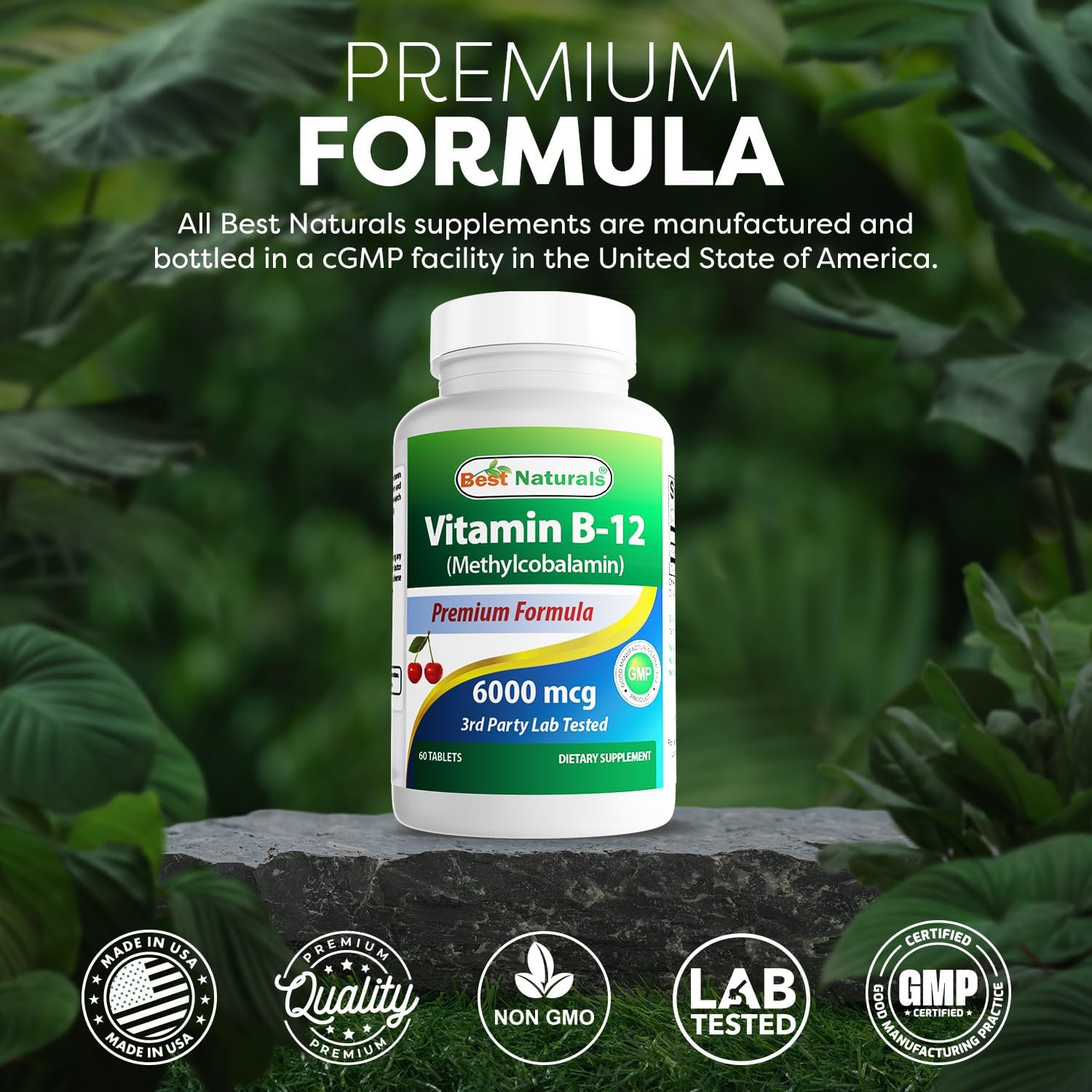 Best Naturals Vitamin B12 Methylcobalamin (Methyl B12), 6000 mcg, 60 Sublingual Tablets (Pack of 2) - görsel 5