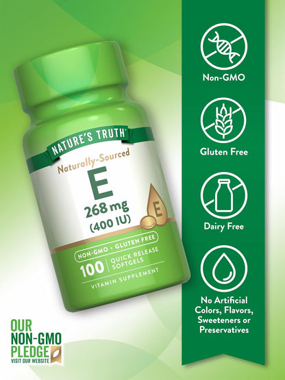 Nature's Truth Vitamin E 400 IU Softgels | 268mg | 100 Count | Non-GM & Gluten free Supplement