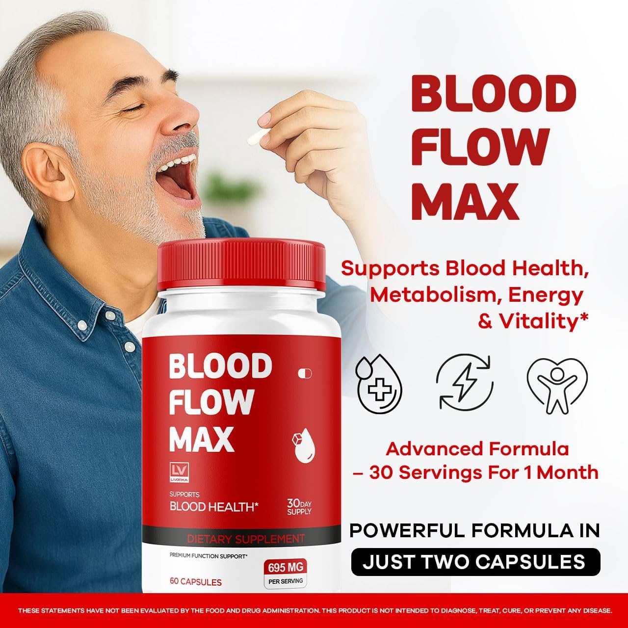 LIVORKA Blood Flow Max Capsules - Blood Support for General Wellbeing (60 Capsules) - görsel 2