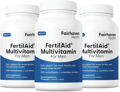 Fairhaven Health FertilAid for Men | Male Fertility Supplement with L-Carnitine, CoQ10, Maca, and Zinc | 90 Capsules