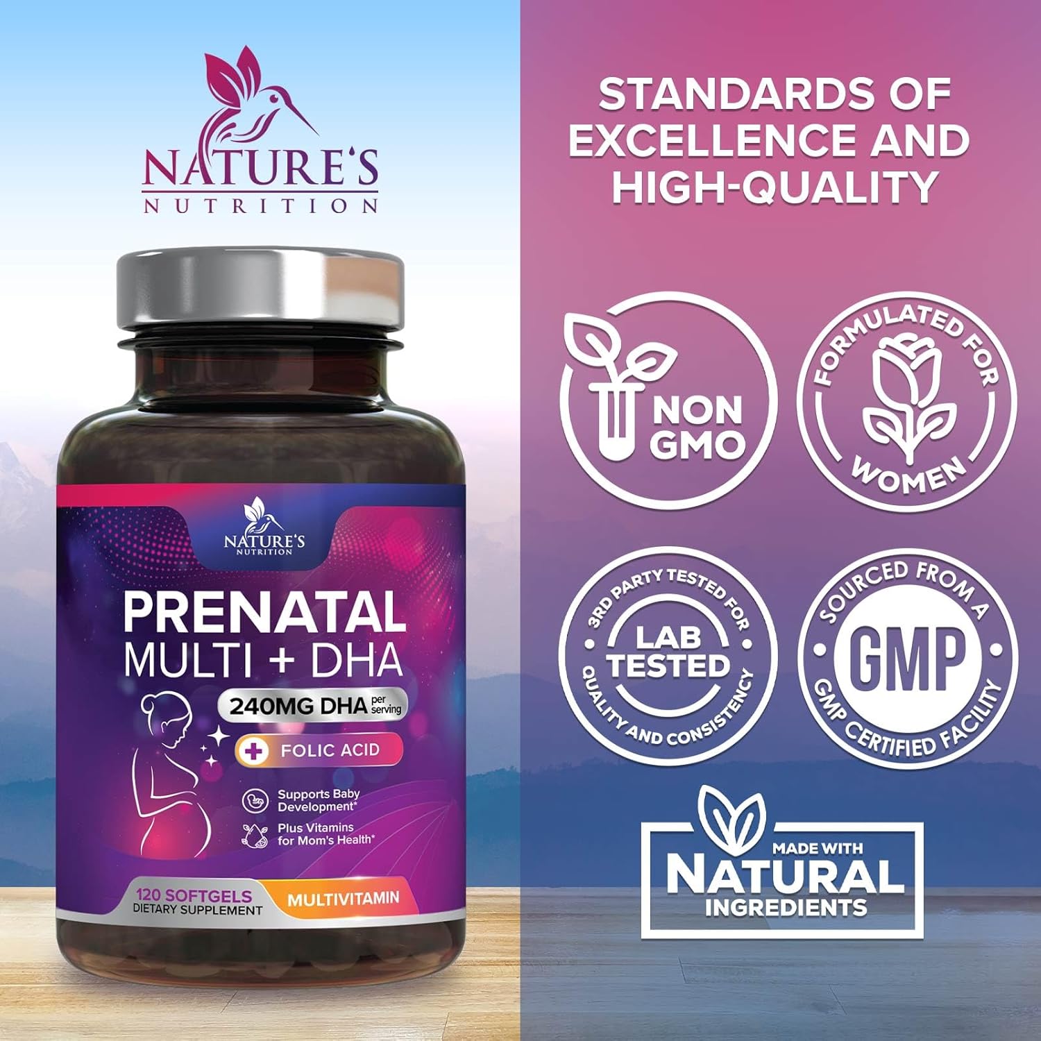 Prenatal Vitamins for Women with Folic Acid and Omega-3 DHA - 120 Softgels - görsel 4