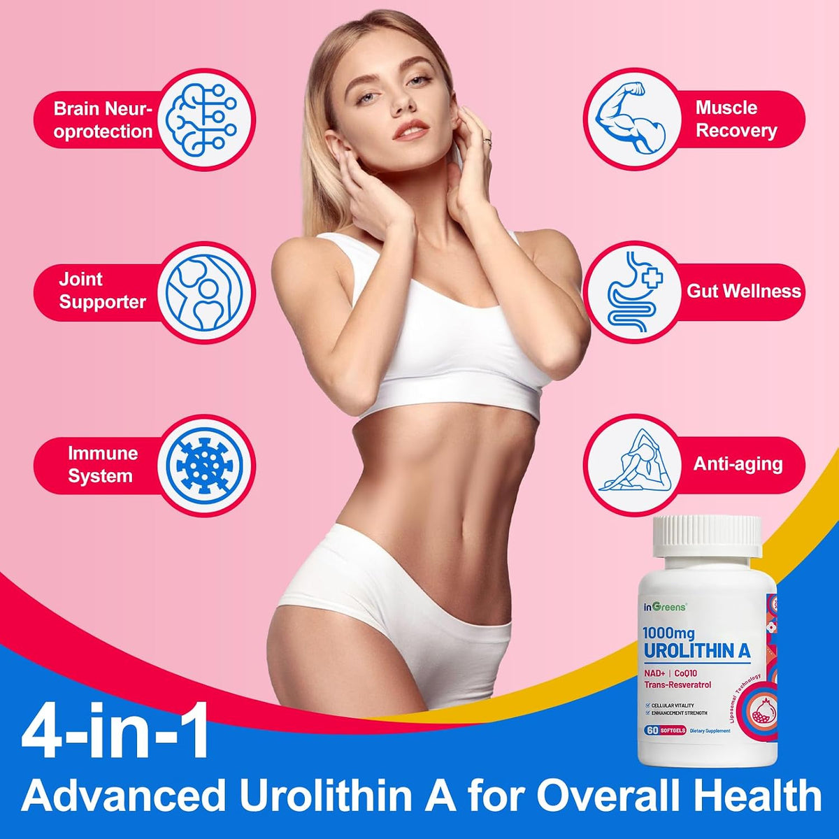 inGreens Urolithin A 1000mg with NAD+ 300mg, – Cellular Energy: NAD+ and CoQ10 are essential for pumping out ATP, – Image 9