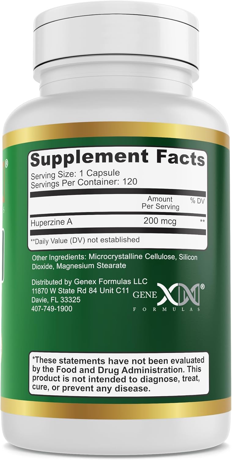 Genex Formulas Huperzine A 200mcg (120 Capsules) - Nootropic for Memory, Focussed and Cognitive Health - görsel 3