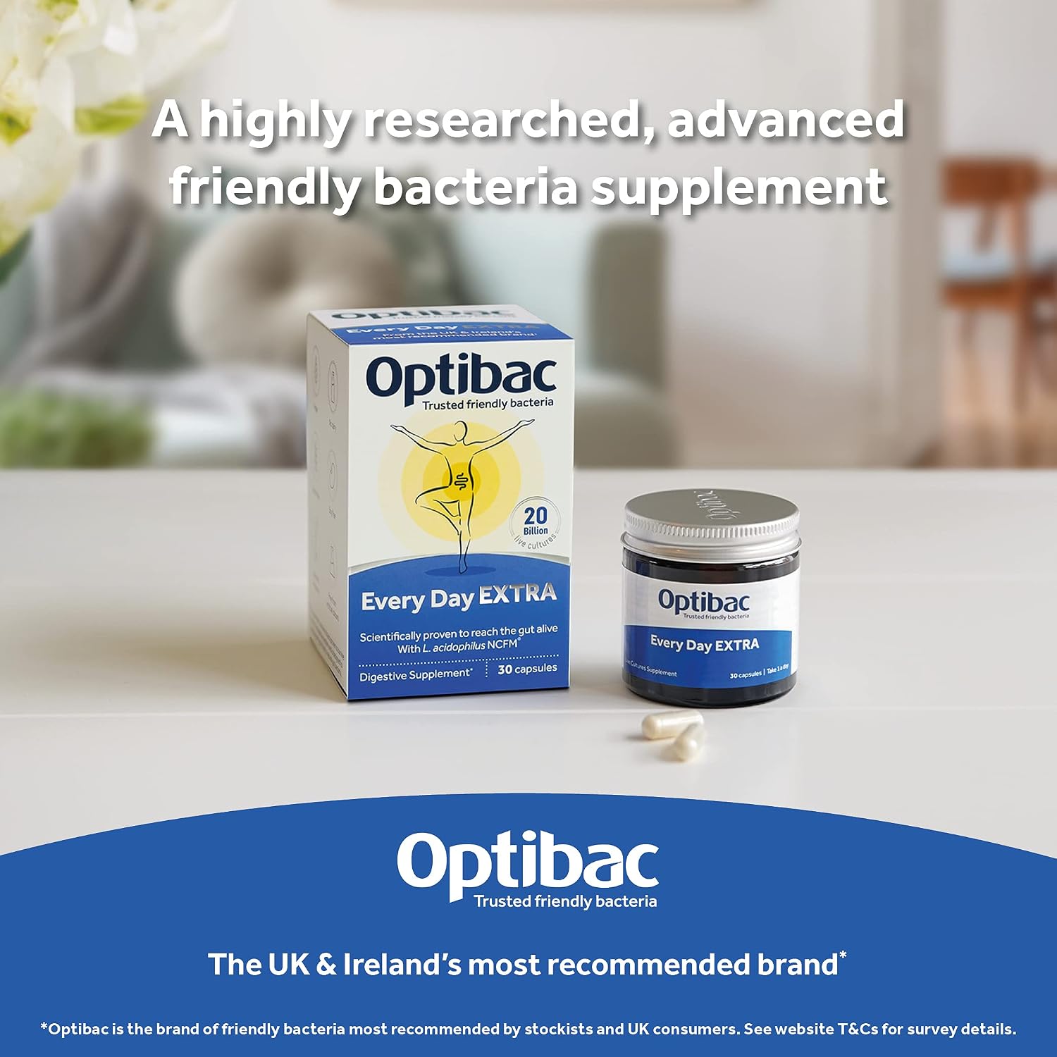 OptiBac Probiotics Every Day Extra 30 Capsules | High Strength Digestive Probiotics with 20 Billion CFU | Vegan Supplement with Lactobacillus Acidophilus NCFM | for Everyday Digestive Health - görsel 3