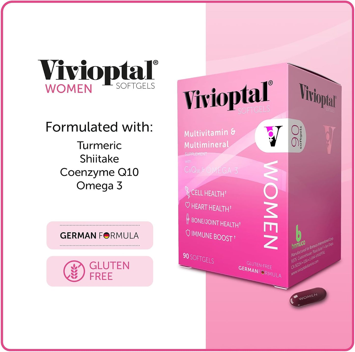 Vivioptal Women Multivitamin with CoQ10 & Omega-3, 90 Capsules, German Formula - görsel 5