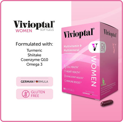 Vivioptal Women Multivitamin with CoQ10 & Omega-3, 90 Capsules, German Formula