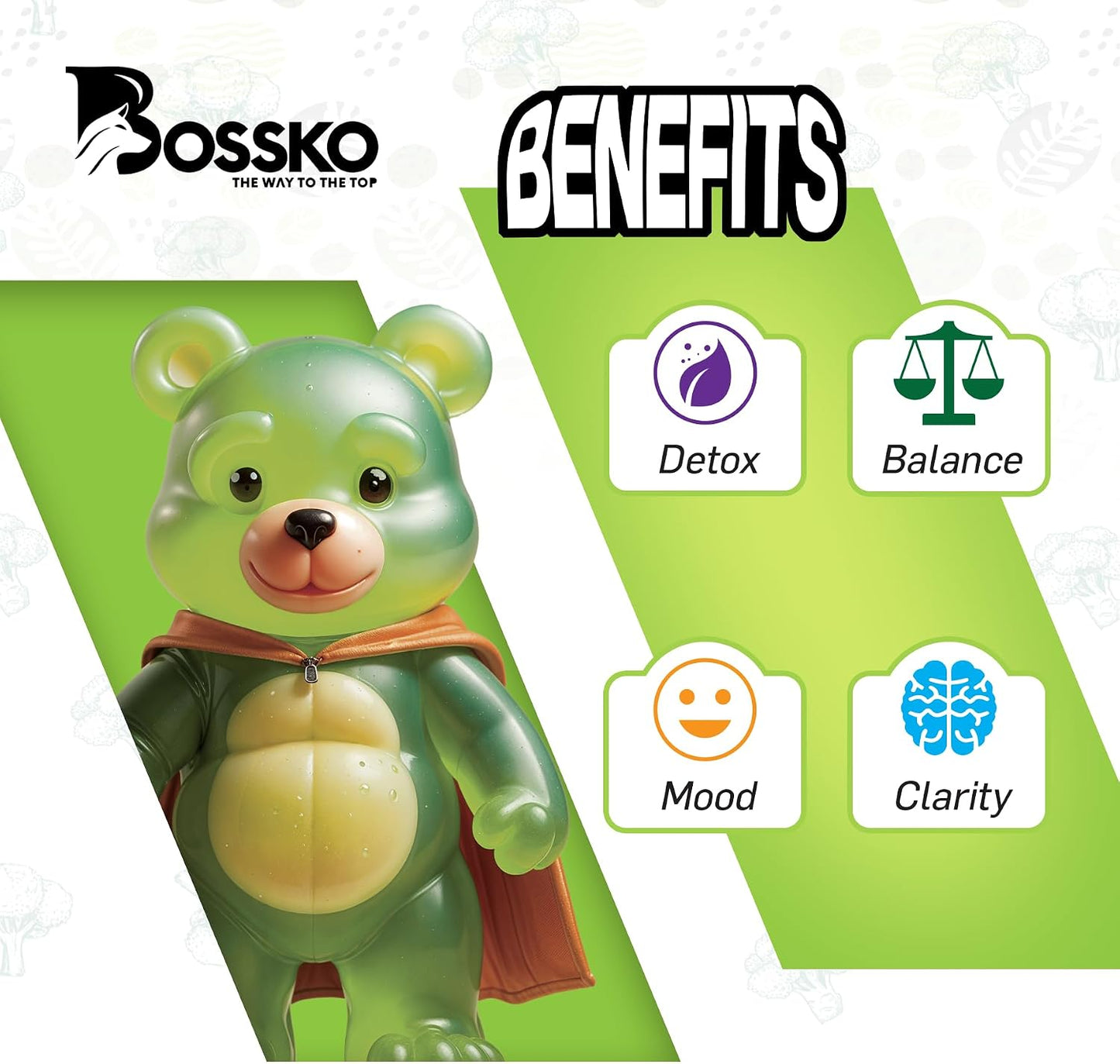 Bossko Sulforaphane Gummies with Omega-3 - Broccoli Sprout Extract, EPA/DHA - Cellular Health & Mood Support - 90 Vegan Gummies - Mixed Berry - görsel 7