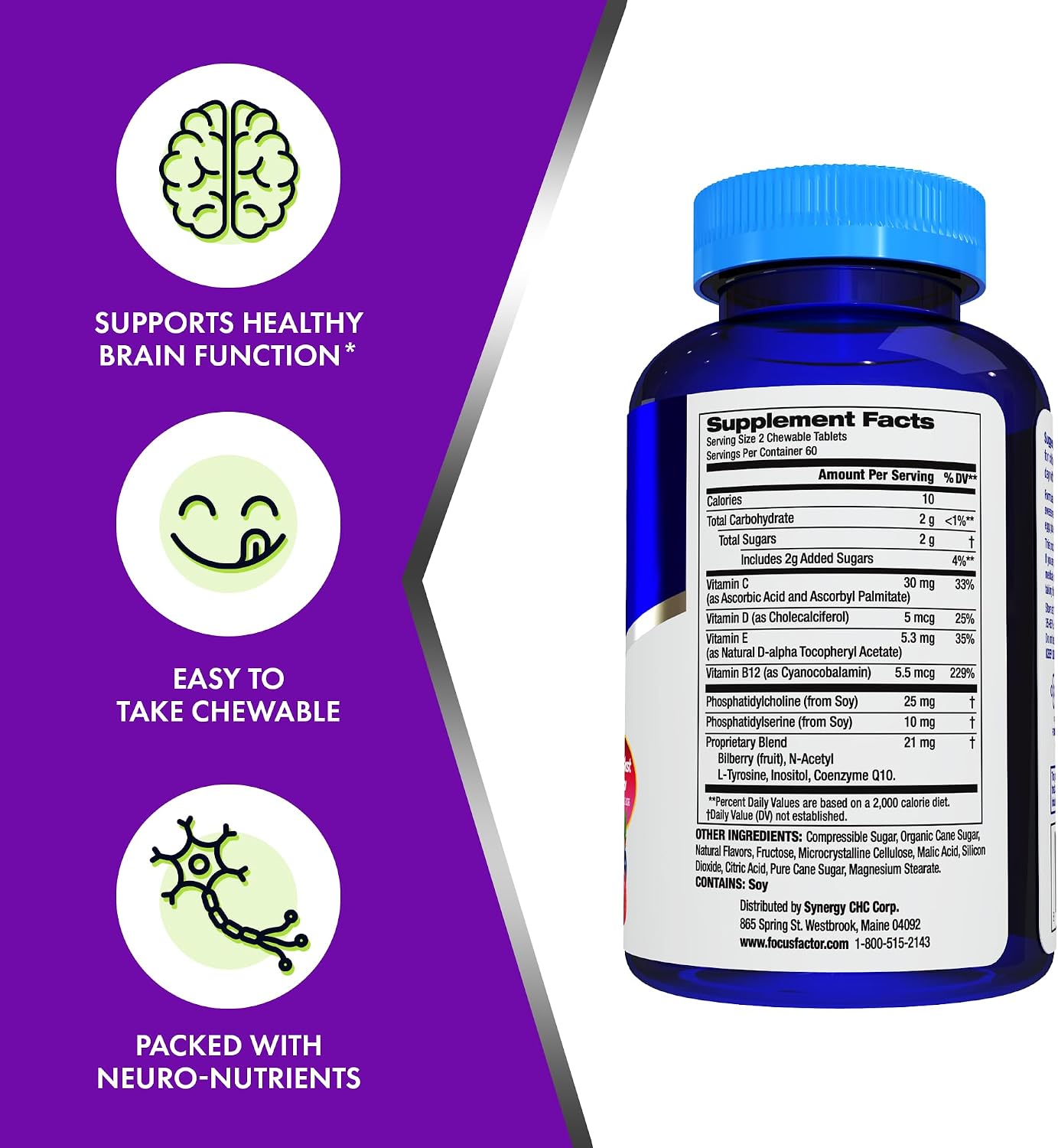 Focussed Factor Kids Extra Strength Daily Chewable – Brain Health Support – 120 Chewable Tablets - görsel 4