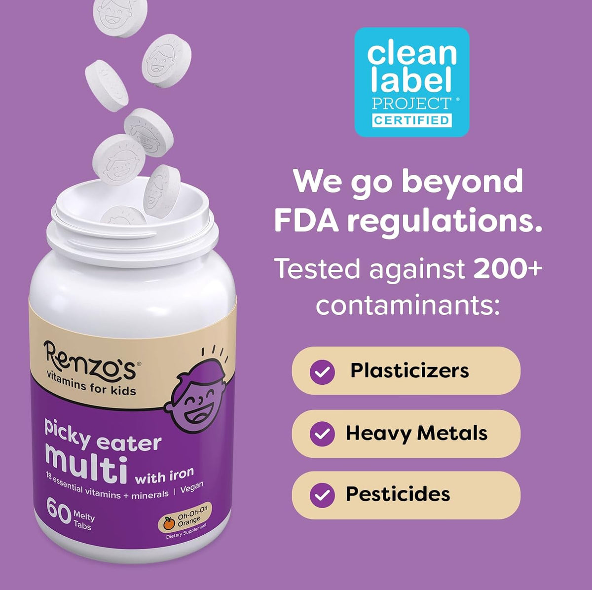 Renzo's Picky Eater Kids Multivitamin with – B Vitamins : Including B12, B6, and folate for energy and nervous – Image 6