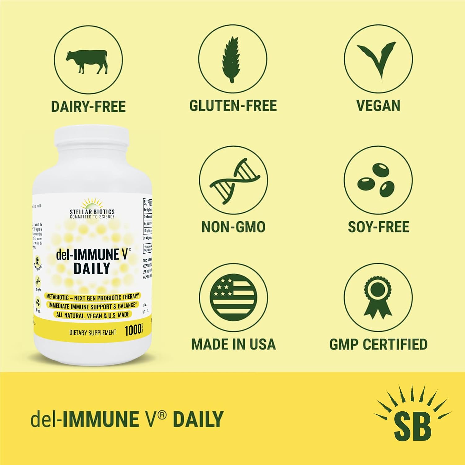 Del-Immune V Daily - All-Natural Immune Support & Gut Health Metabiotic (1000 Capsules) - görsel 2