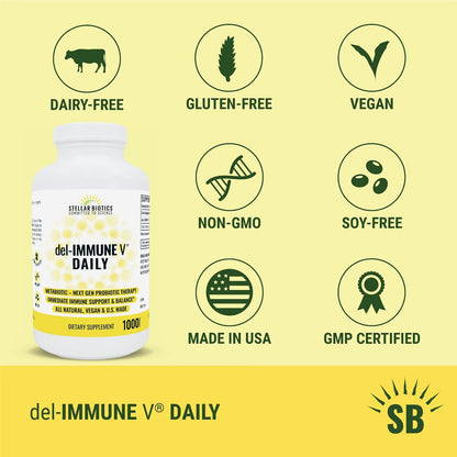 Del-Immune V Daily - All-Natural Immune Support & Gut Health Metabiotic (1000 Capsules)