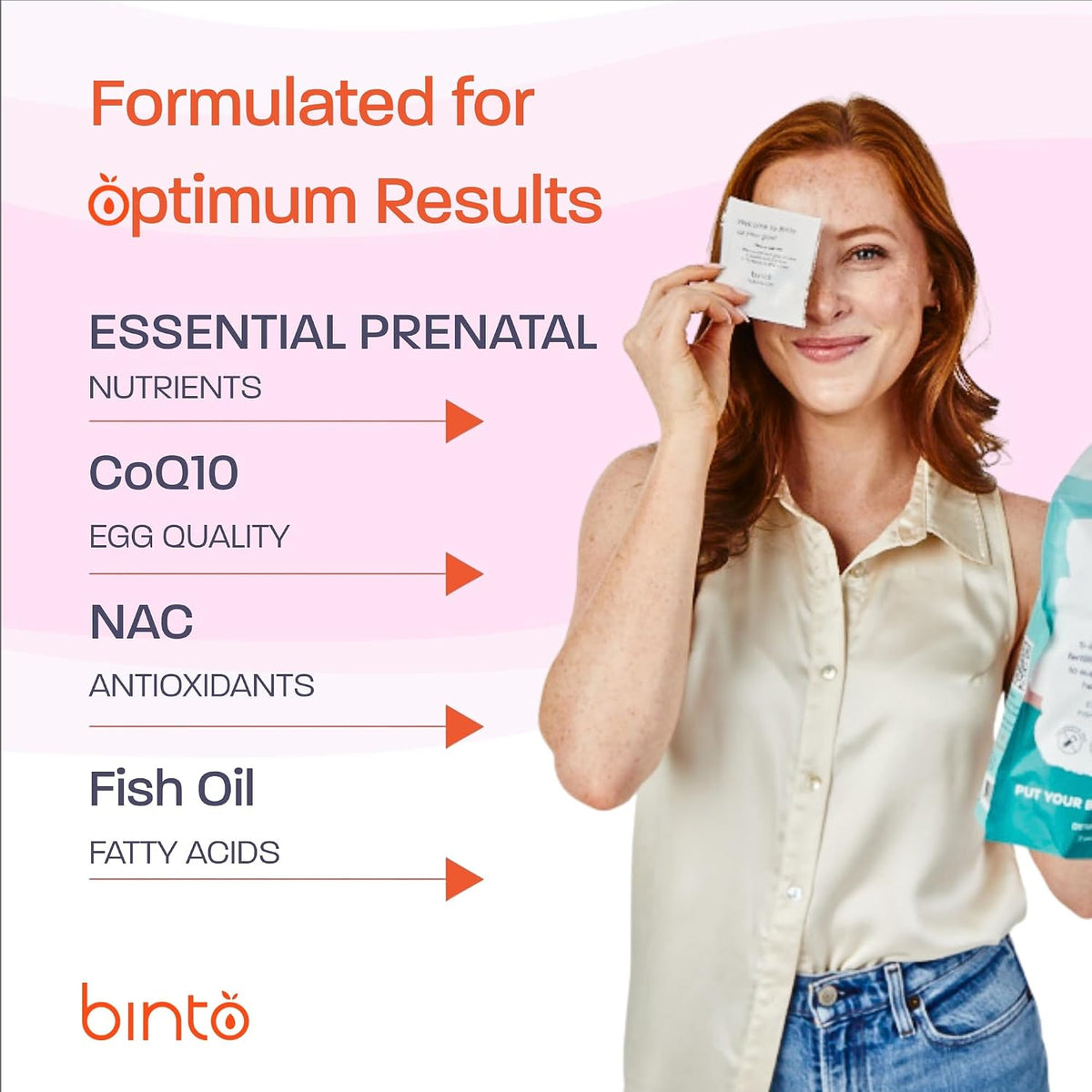 Binto Women's’s Fertility Kit – Supports Egg – Prenatal Vitamin with Folic Acid: Delivers essential vitamins and – Image 4