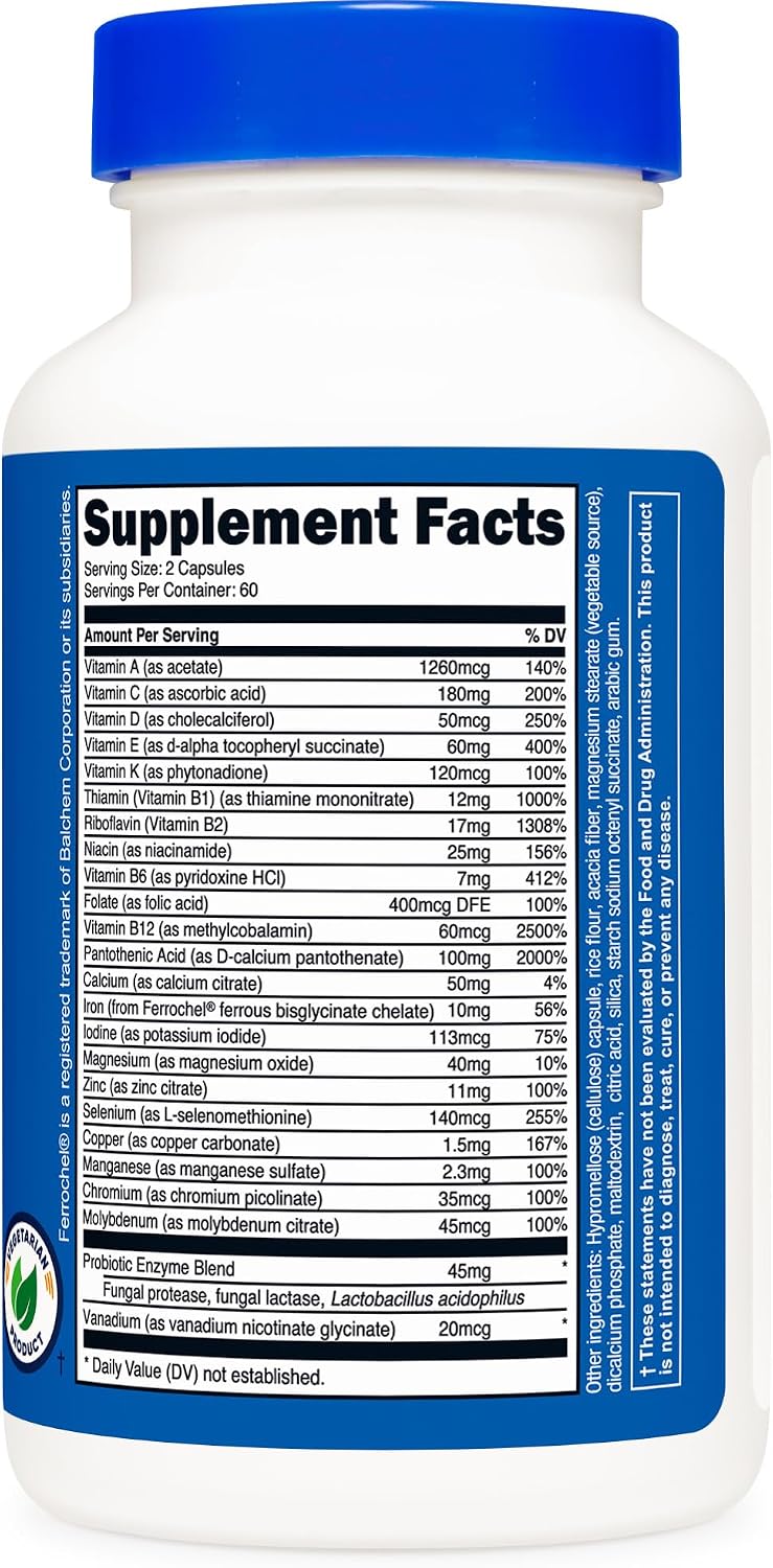 Nutricost Multivitamin with Probiotics 120 Vegetarian Capsules (3 Bottles) - görsel 5