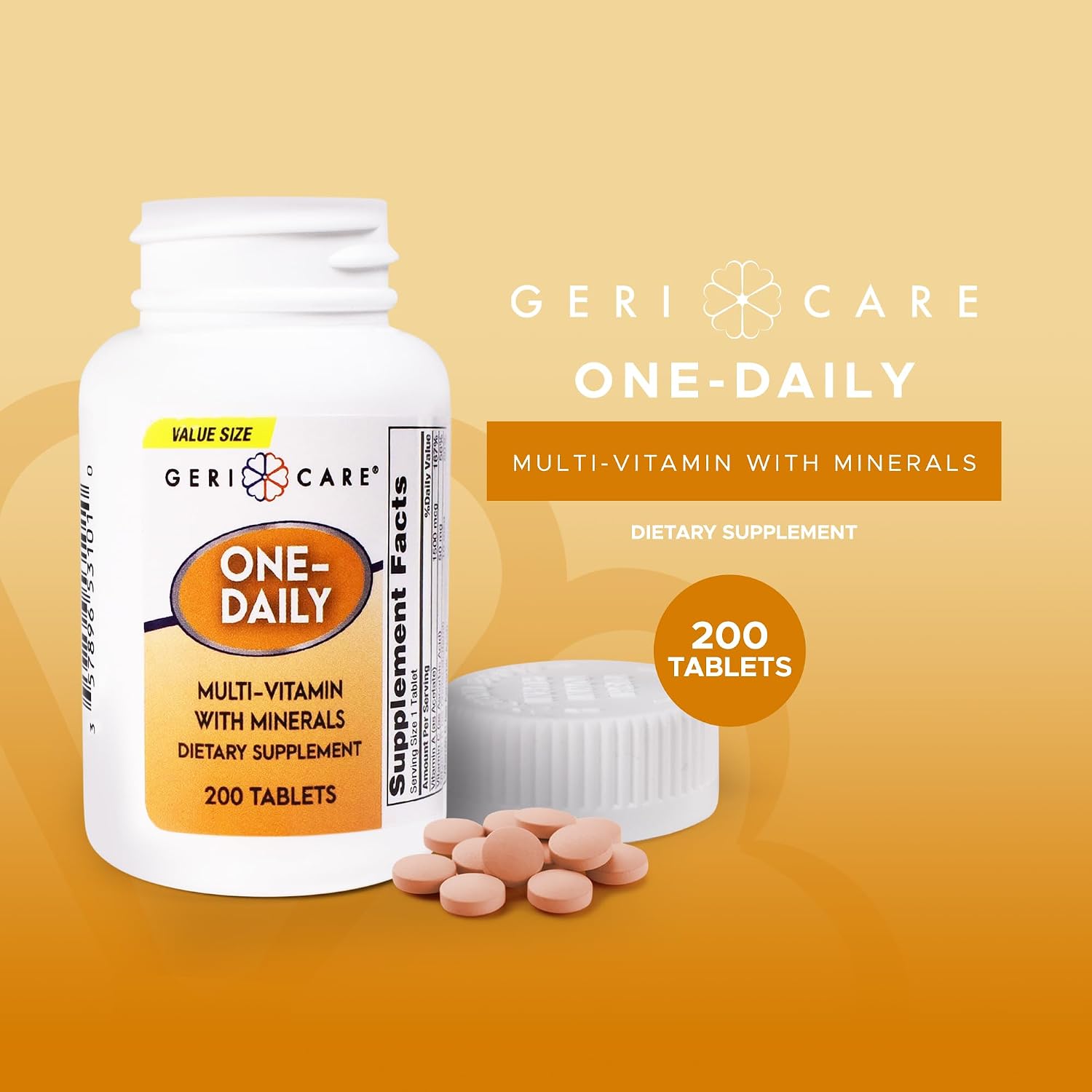 GeriCare One-Daily Multivitamin with Minerals – High-Potency Dietary Supplement for Men and Women, 200 Tablets - görsel 2