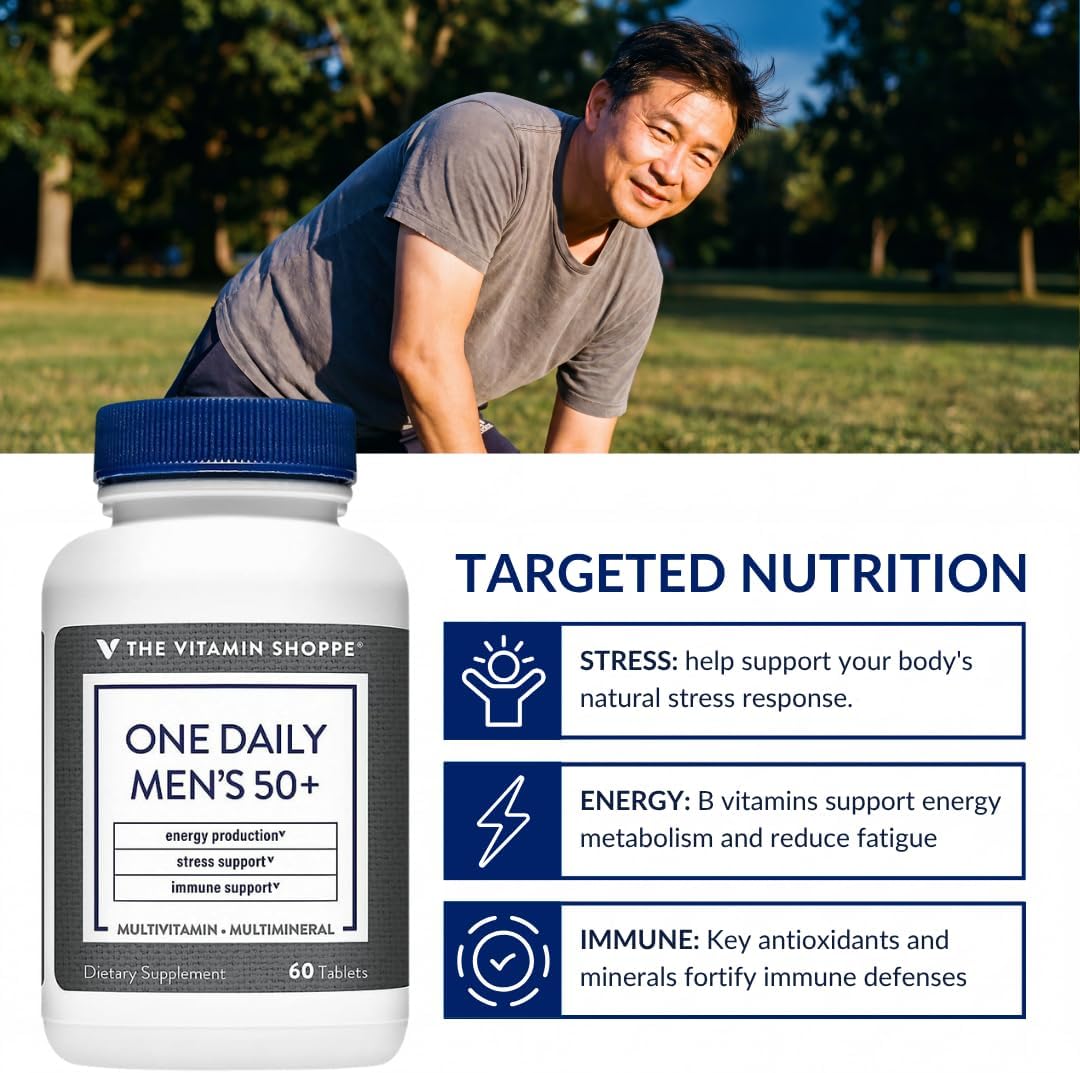 The Vitamin Shoppe One Daily Men's 50+ Multivitamin, 60 Tablets - görsel 6