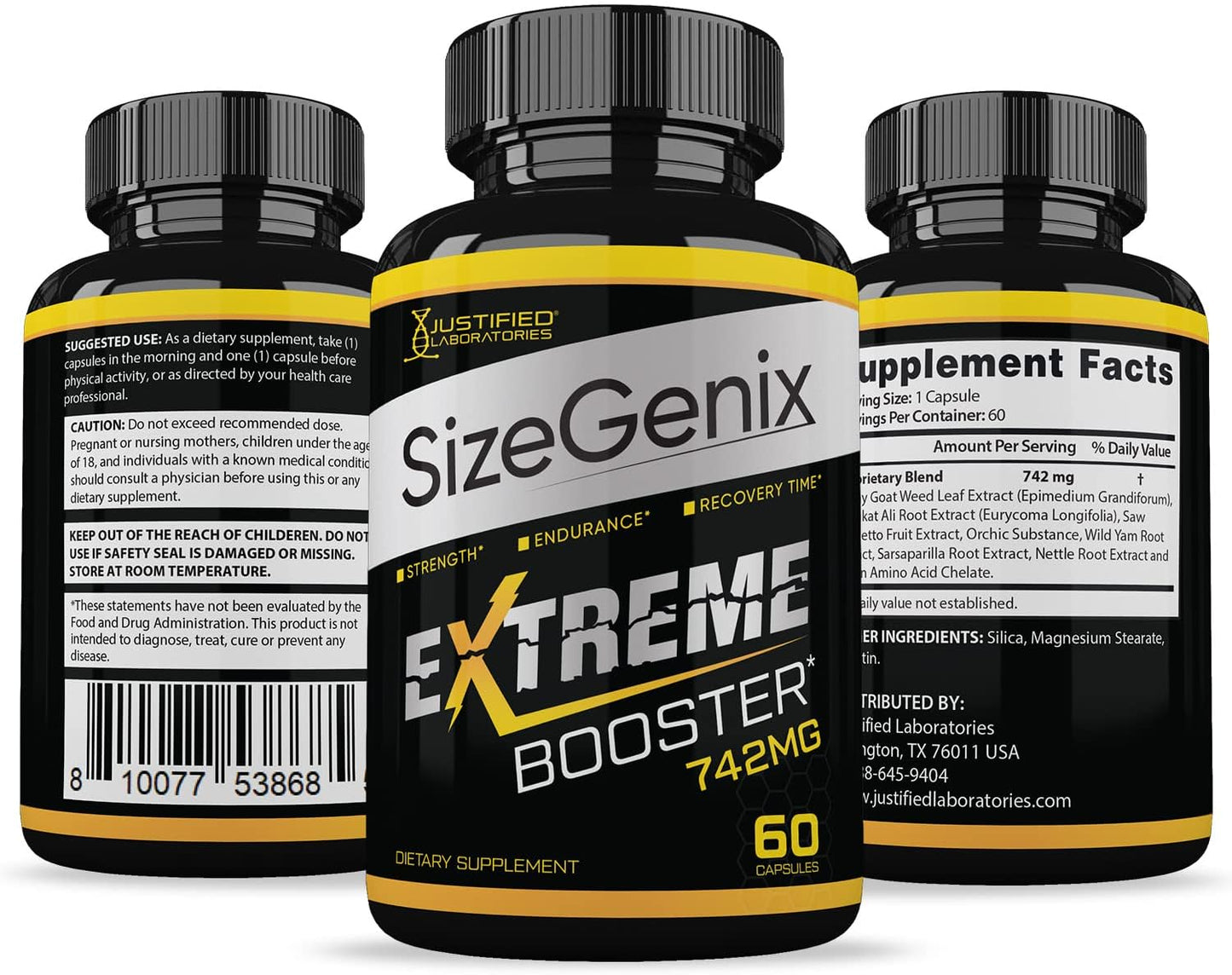 (10 Pack) Sizegenix 742mg All Natural Advanced Men's Health Formula 600 Capsules - görsel 6