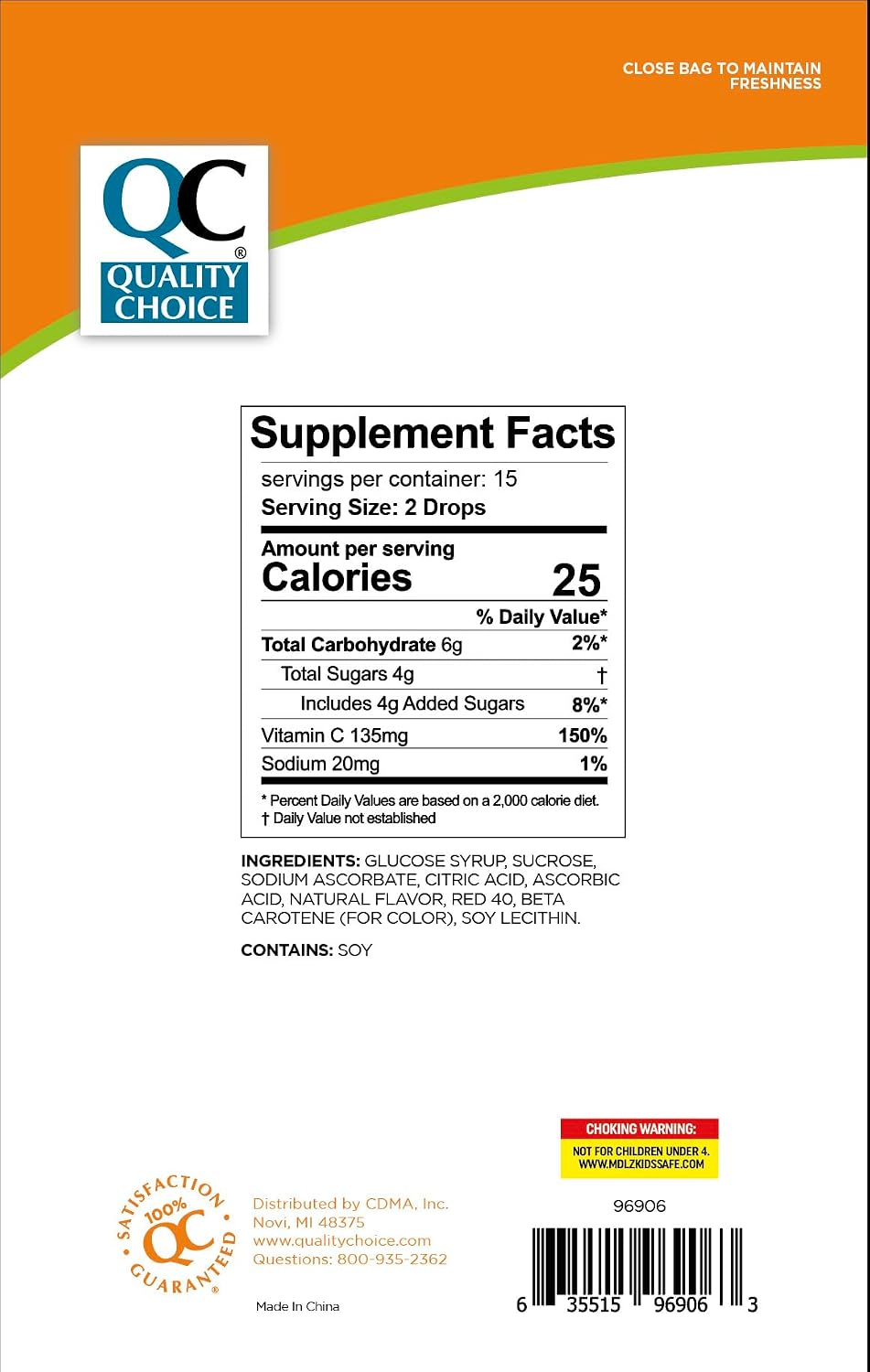 Quality Choice Vitamin C Drops, Citrus Flavour, 30 Count - görsel 2