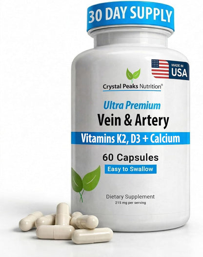 Vein & Artery Supplement – Blood Flow Support with Calcium – 60 Capsules