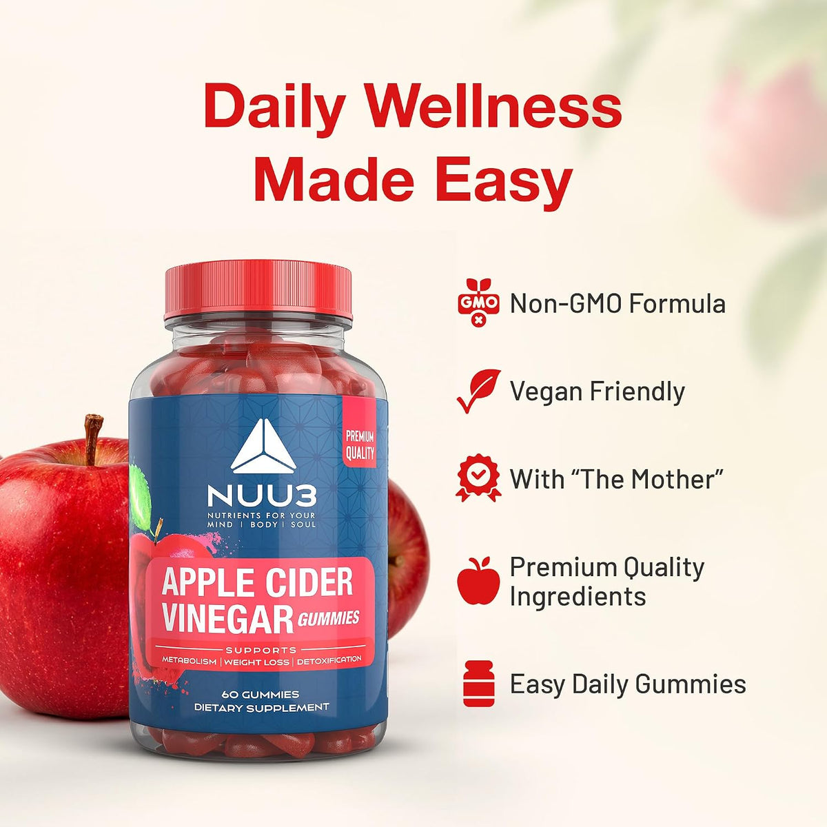 Apple Cider Vinegar Gummies - Support for – Beetroot: Contains nitrates that support healthy blood pressure and – Image 5