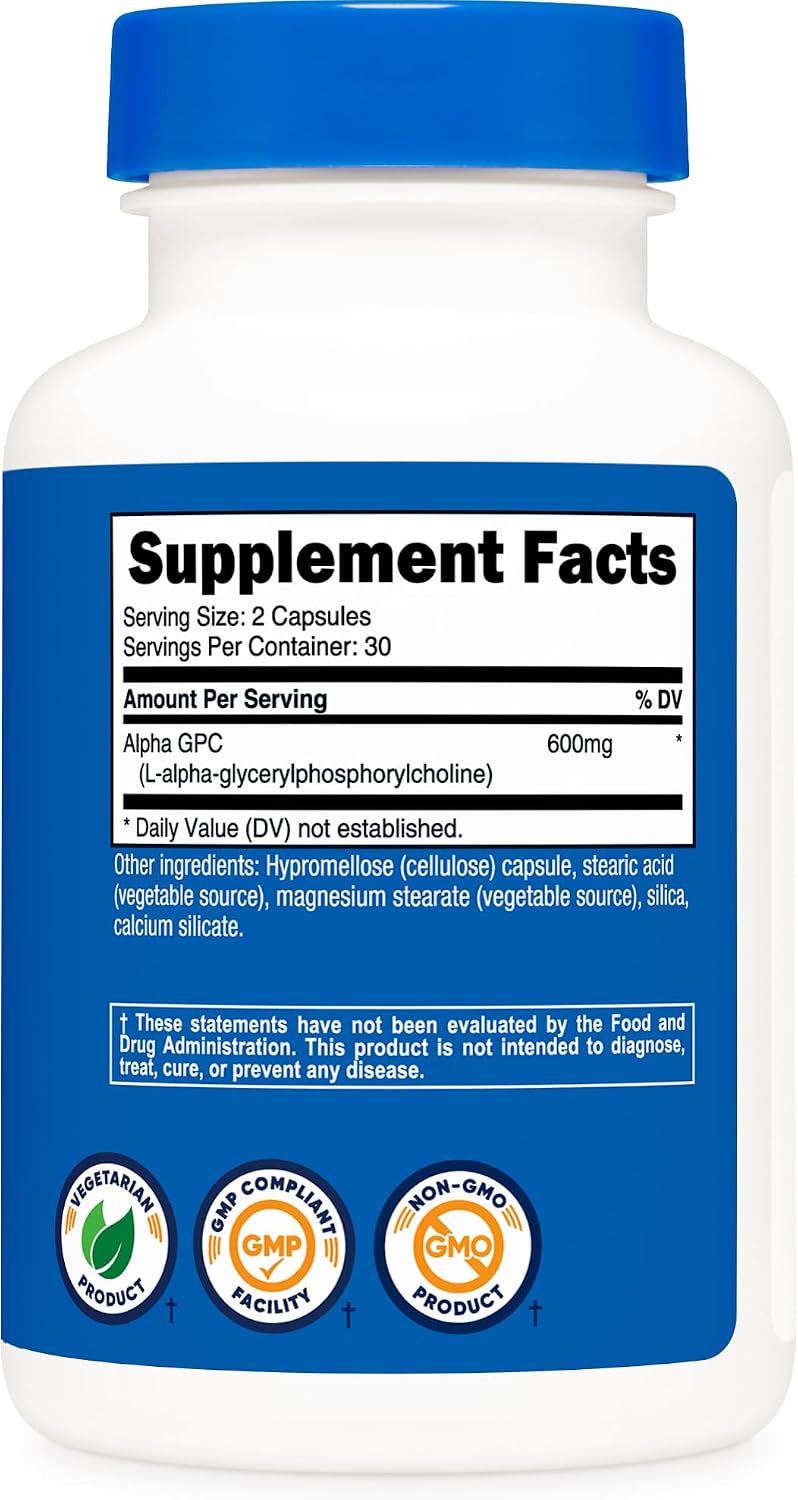 Nutricost Alpha GPC 600mg (300mg per Capsule) - 120 Vegetarian Capsules - görsel 5