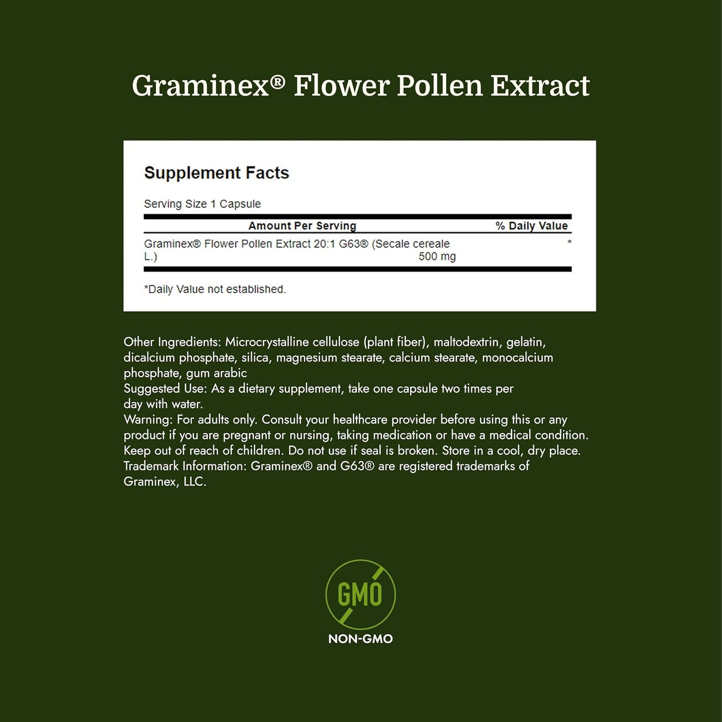 Swanson Graminex Flower Pollen Extract – Supports Prostate, Kidney, Bladder & Urinary Tract Health – Non-GMO – 60 Capsules - görsel 4