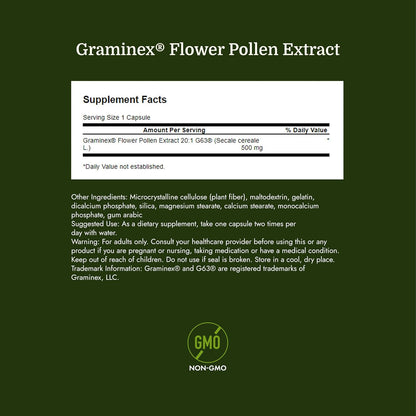 Swanson Graminex Flower Pollen Extract – Supports Prostate, Kidney, Bladder & Urinary Tract Health – Non-GMO – 60 Capsules
