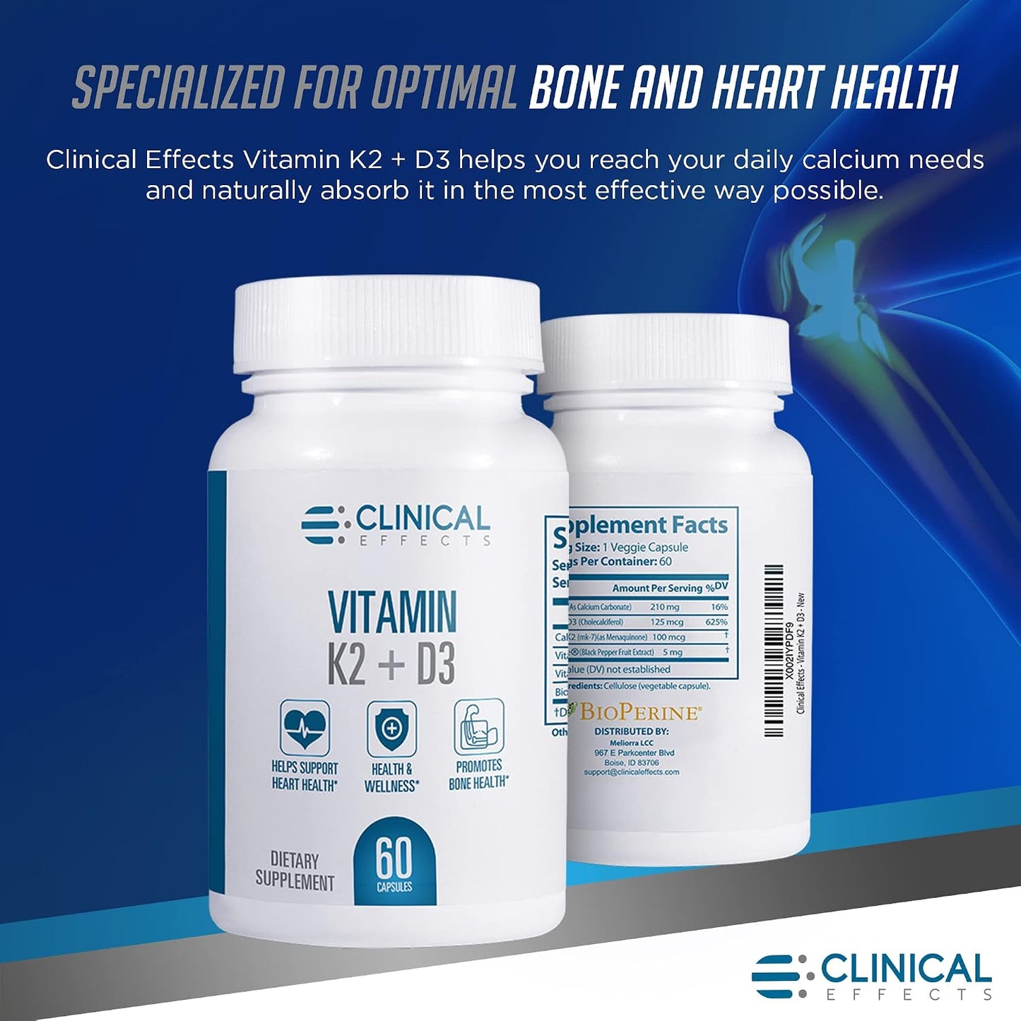 Clinical Effects Vitamin K2 + D3 with Bioperine Black Pepper Extract - 3 Pack - görsel 3