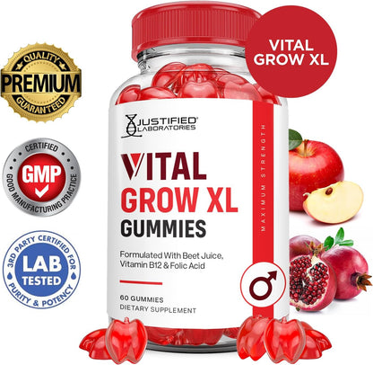 Vital Grow XL Gummies - Apple Cider Vinegar, Folate & Vitamin B12 - 60 Count (Pack of 2) – Image 2