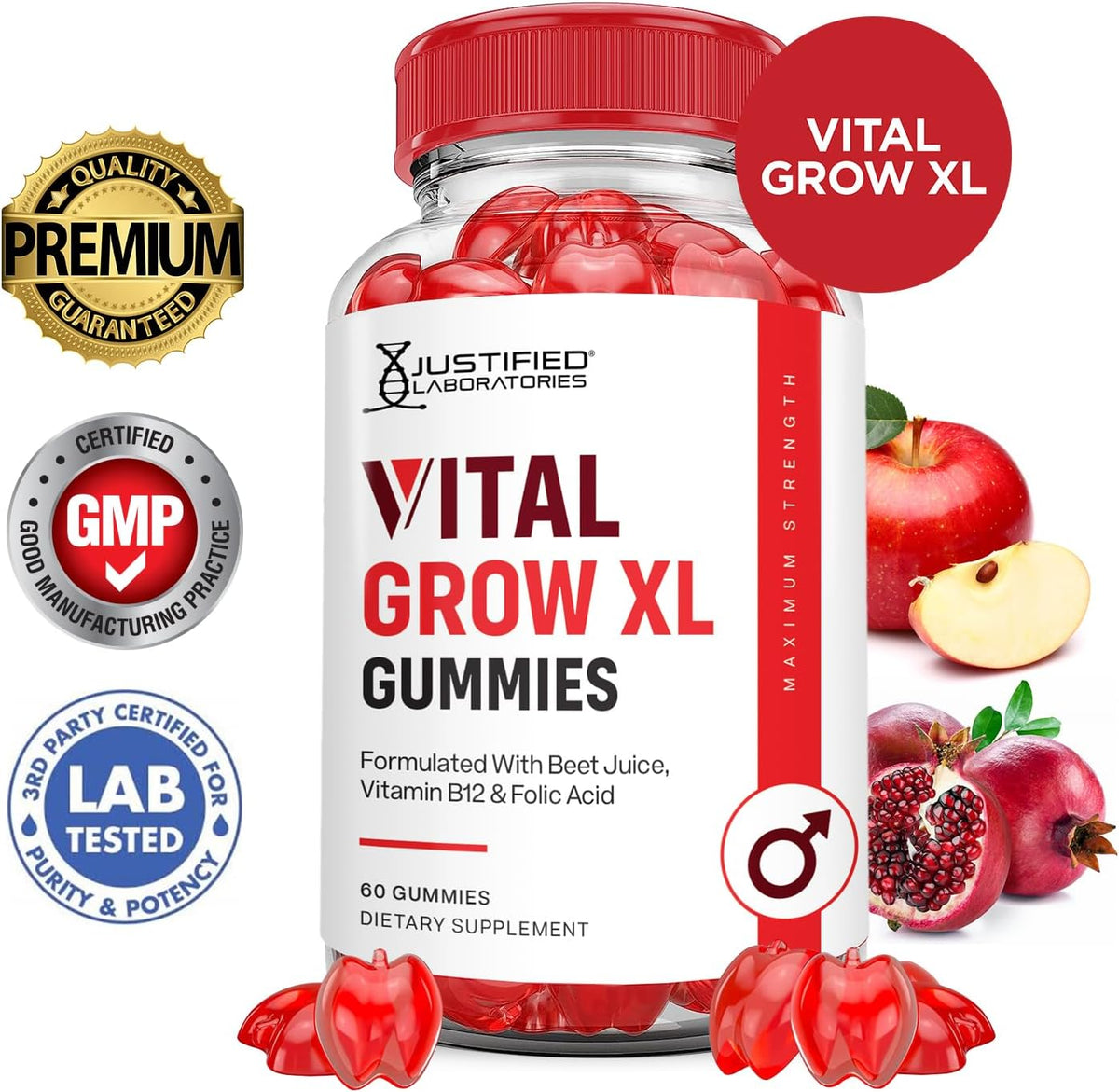 Justified Laboratories Vital Grow XL Gummies – Digestive health: Apple cider vinegar may help promote healthy – Image 2