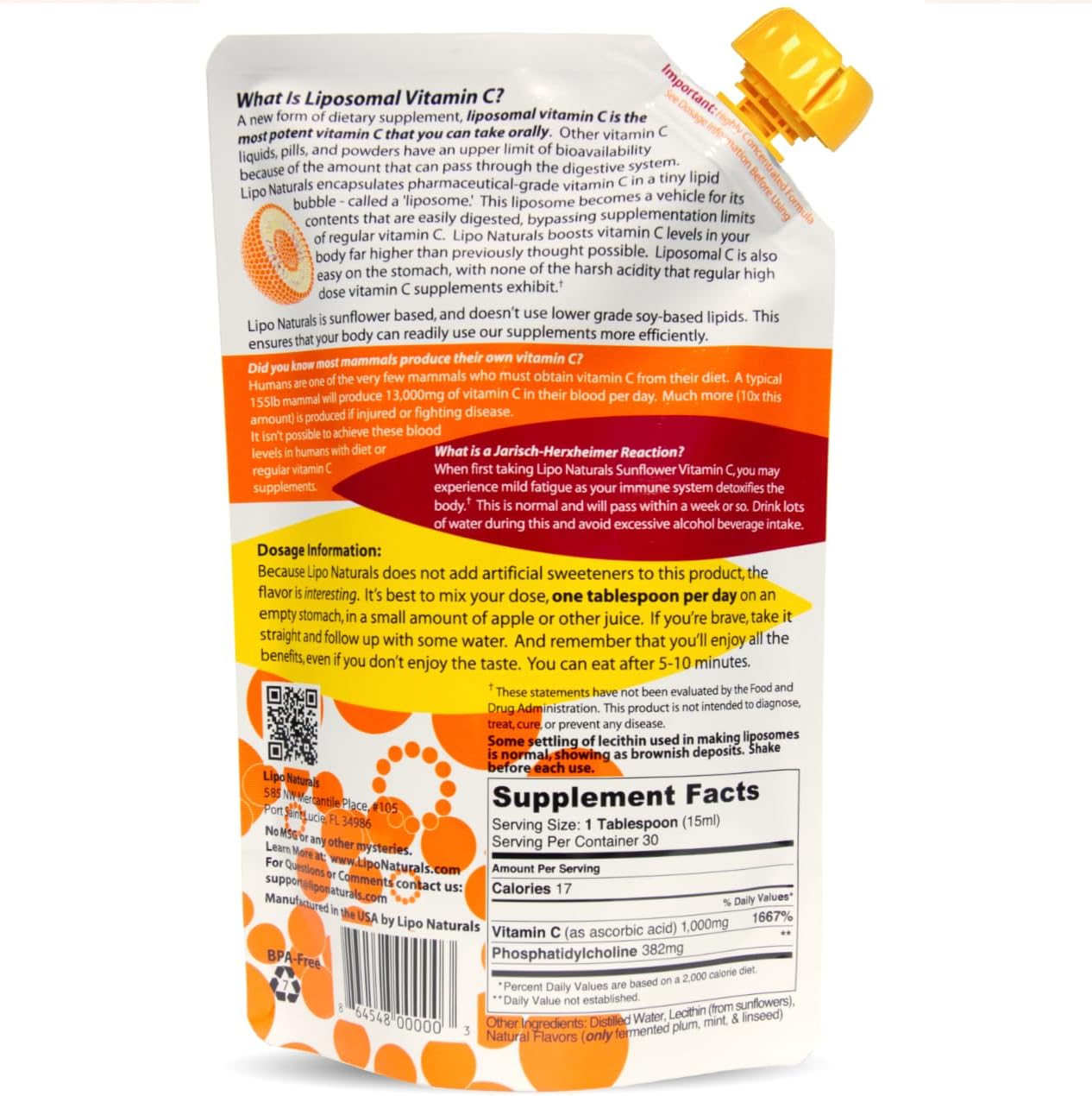 Lipo Naturals Liposomal Vitamin C 1000mg Liquid (2-Pack 60 Servings) - Natural Formula Immunity + Energy Support - Vegan, China-Free (15oz / 443ml each) - görsel 2