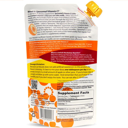 Lipo Naturals Liposomal Vitamin C 1000mg Liquid (2-Pack 60 Servings) - Natural Formula Immunity + Energy Support - Vegan, China-Free (15oz / 443ml each)