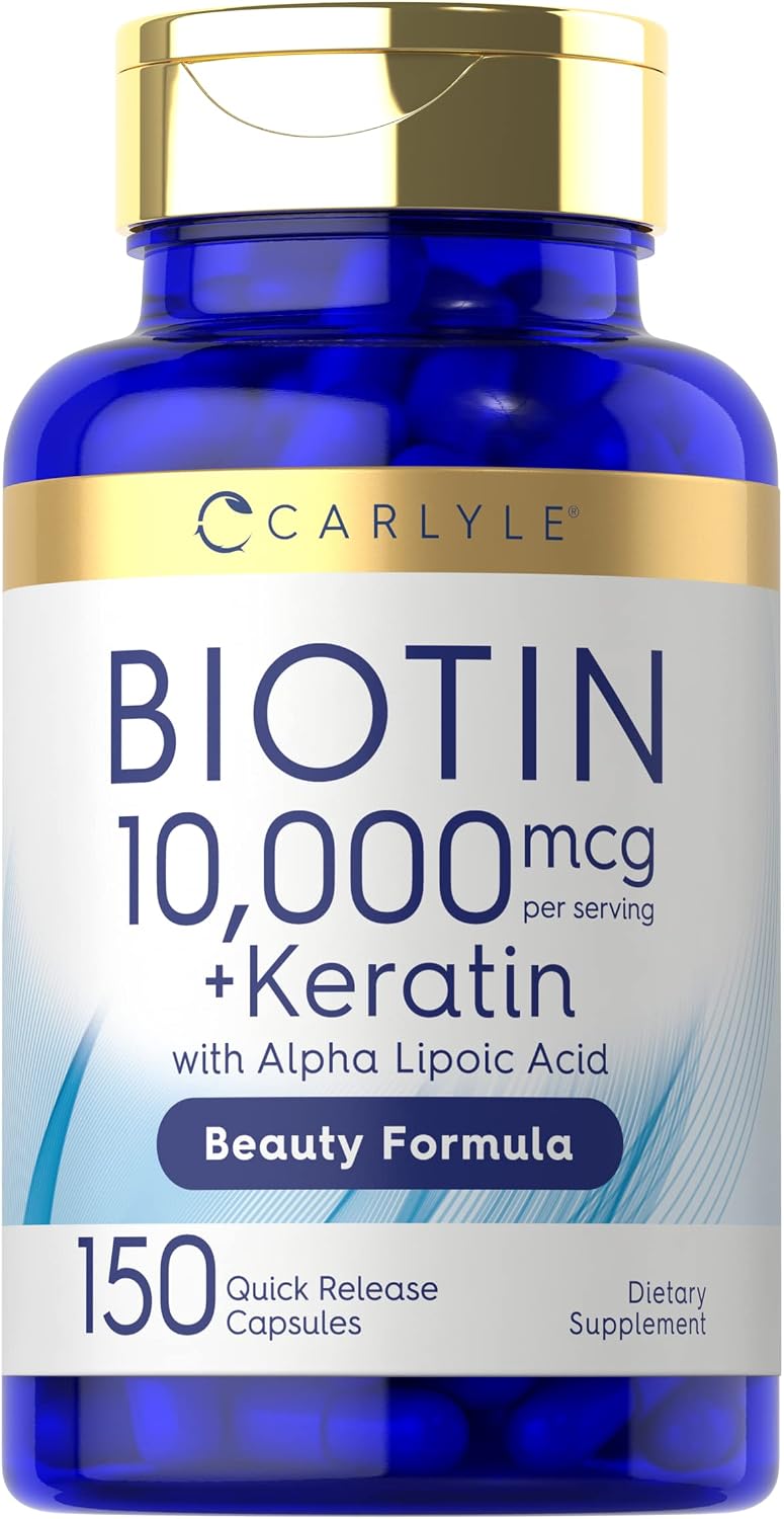 Carlyle Biotin 10000mcg with Keratin - 150 Capsules - görsel 1