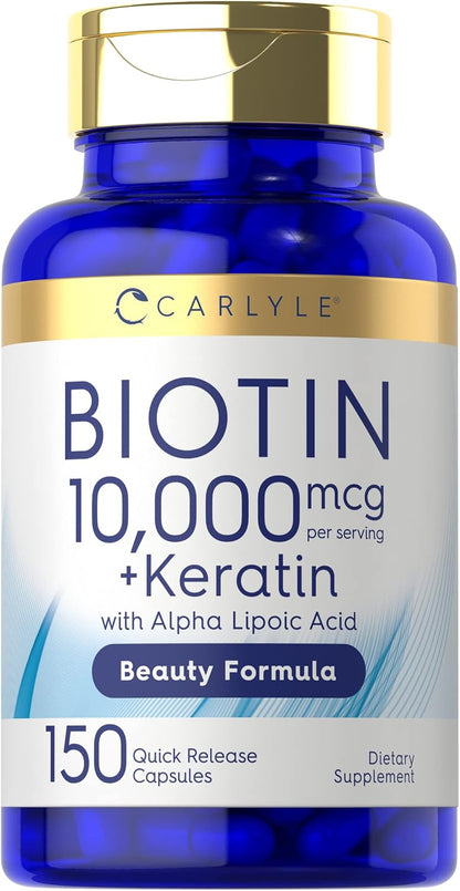 Carlyle Biotin 10000mcg with Keratin - 150 Capsules