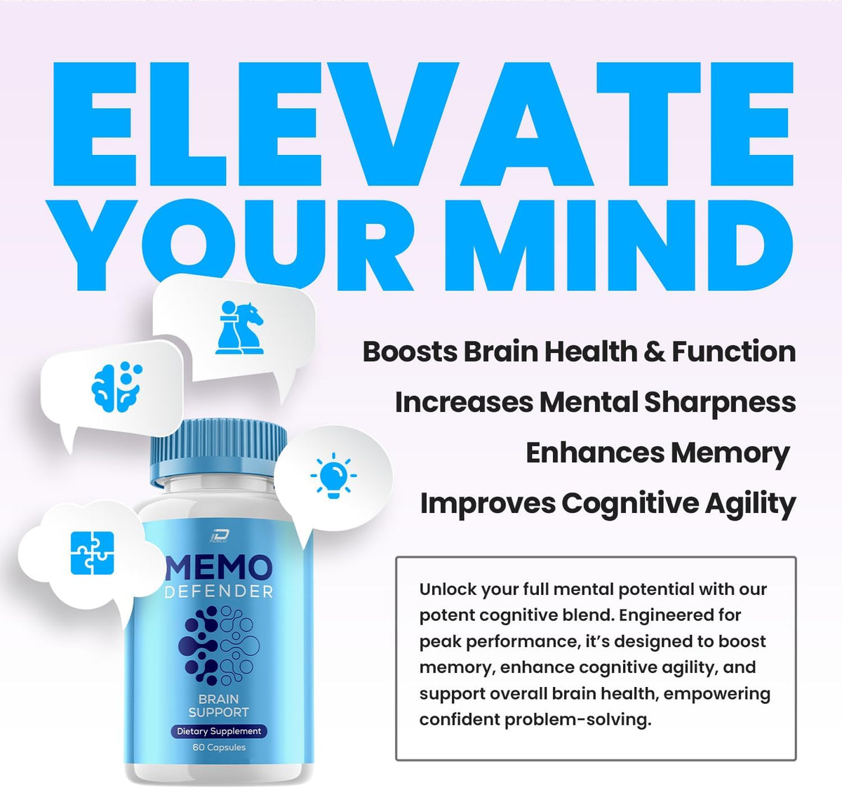 Memo Defender Brain Supplement Capsules – – Ageing Adults: To help maintain memory and mental clarity. – Image 3