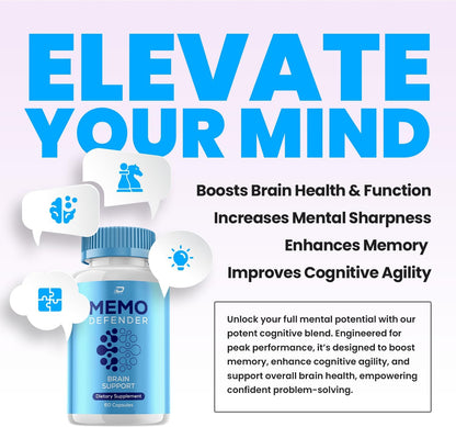 Memo Defender Brain Supplement Capsules – – Ageing Adults: To help maintain memory and mental clarity. – Image 3