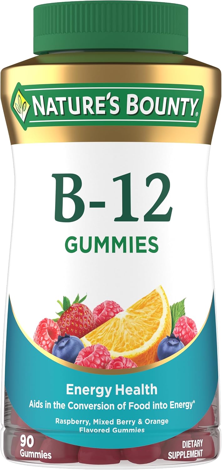 Nature's Bounty Vitamin B12 Gummies, Mixed Berry, 500mcg - 90 Count - görsel 1