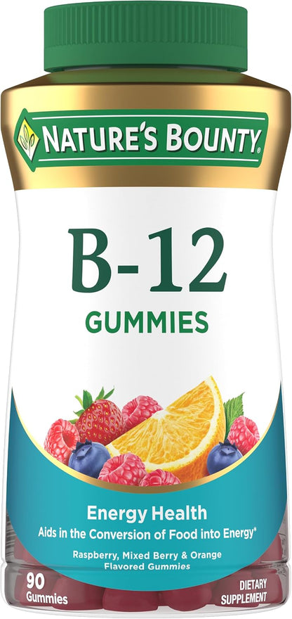 Nature's Bounty Vitamin B12 Gummies, Mixed Berry, 500mcg - 90 Count