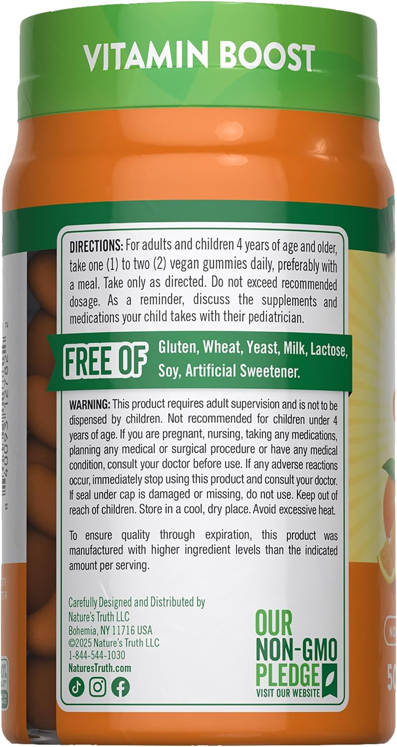 Nature's Truth Vitamin C Gummies with Vitamin E, Orange Flavour - 50 Count – Image 7