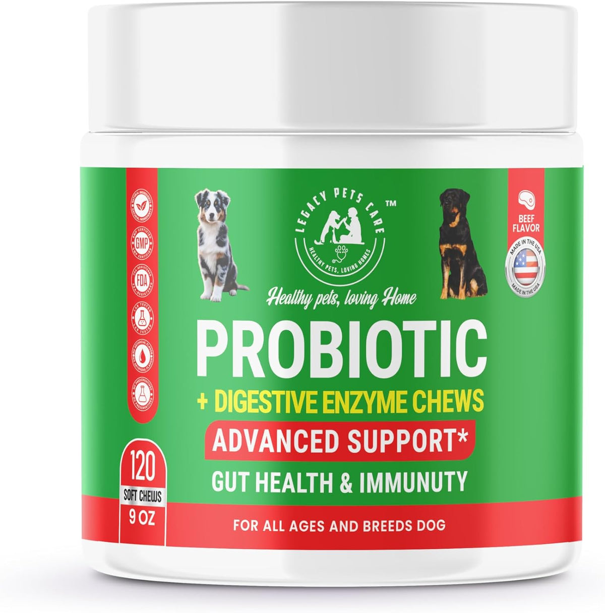 Probiotics for Dogs Soft Chews, 120 Chews – Complete Gut Care for Digestive & Immune Support | Probiotics for Digestive – Image 1